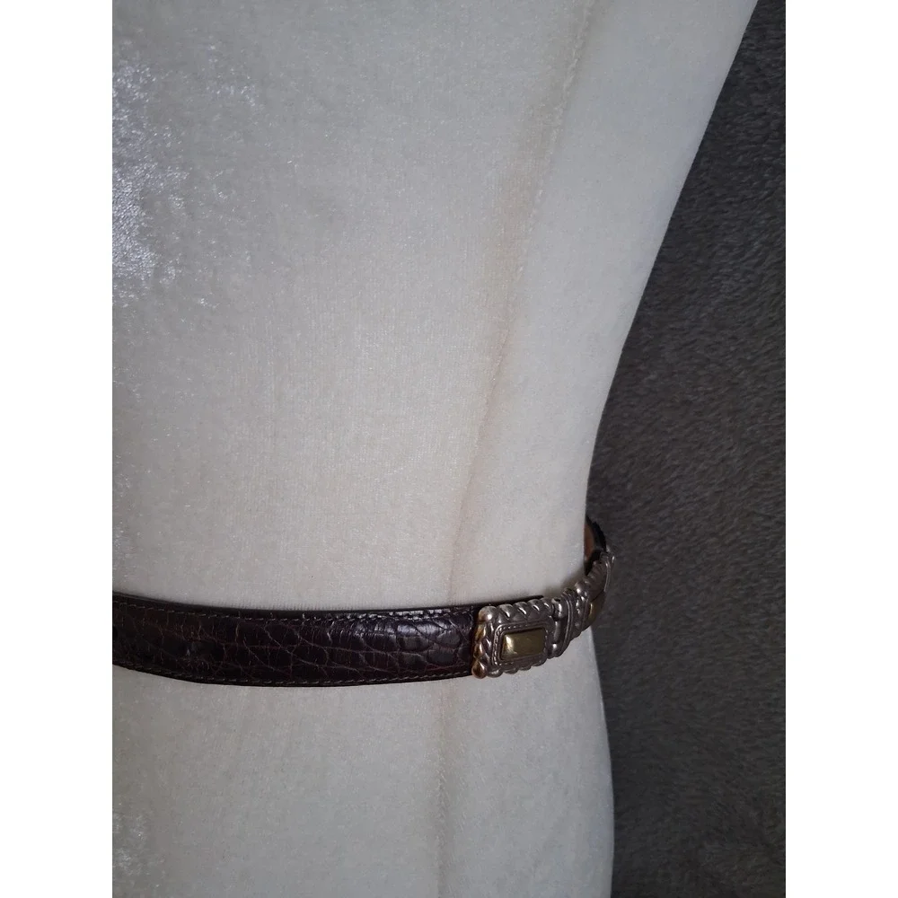 Brighton Belt Womens Sm Brown Croco Leather Mixed Metal Western Boho 44209